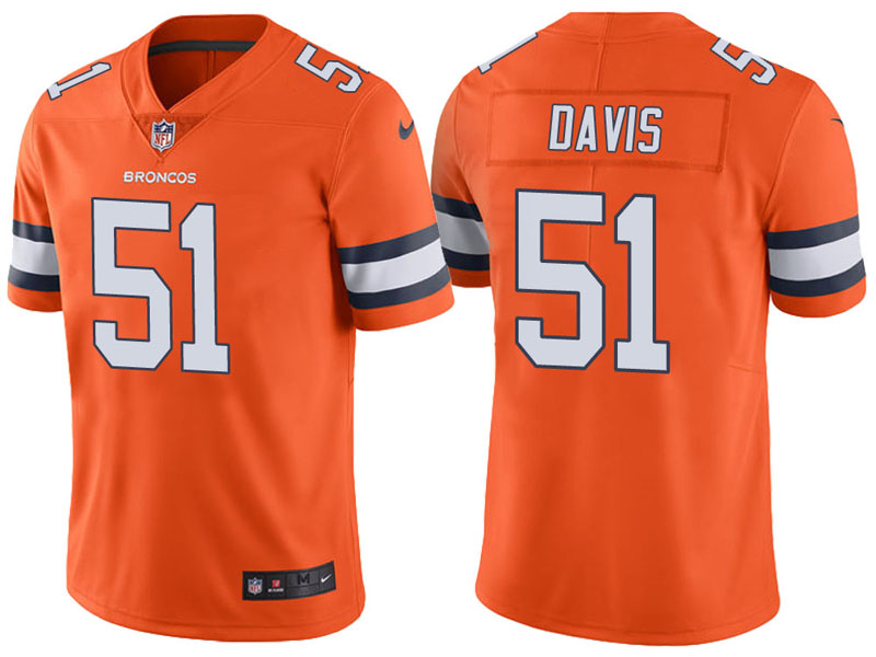 Denver Broncos #51 Todd Davis Orange Vapor Untouchable Color Rush Limited Jersey
