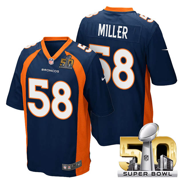 Youth Denver Broncos #58 Von Miller Navy Blue 2016 Super Bowl 50 Game Jersey Youth Denver Broncos #58 Von Miller Navy Blue 2016 Super Bowl 50 Game Jersey