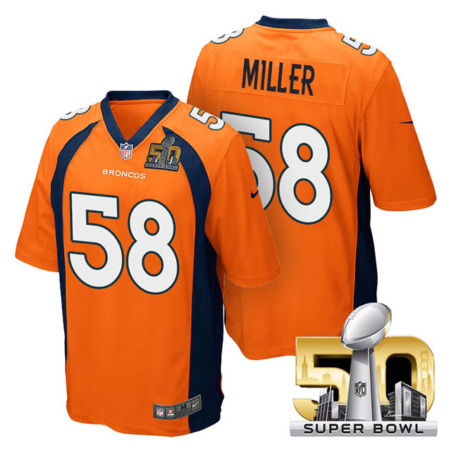 Youth Denver Broncos #58 Von Miller Orange 2016 Super Bowl 50 Game Jersey Youth Denver Broncos #58 Von Miller Orange 2016 Super Bowl 50 Game Jersey