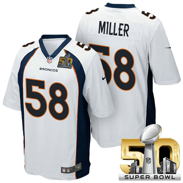 Denver Broncos #58 Von Miller White 2016 Super Bowl 50 Game Jersey Denver Broncos #58 Von Miller White 2016 Super Bowl 50 Game Jersey