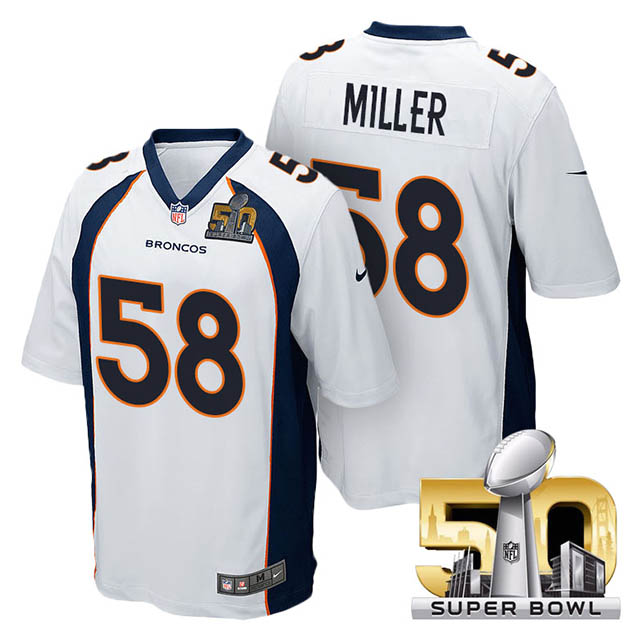 Youth Denver Broncos #58 Von Miller White 2016 Super Bowl 50 Game Jersey Youth Denver Broncos #58 Von Miller White 2016 Super Bowl 50 Game Jersey