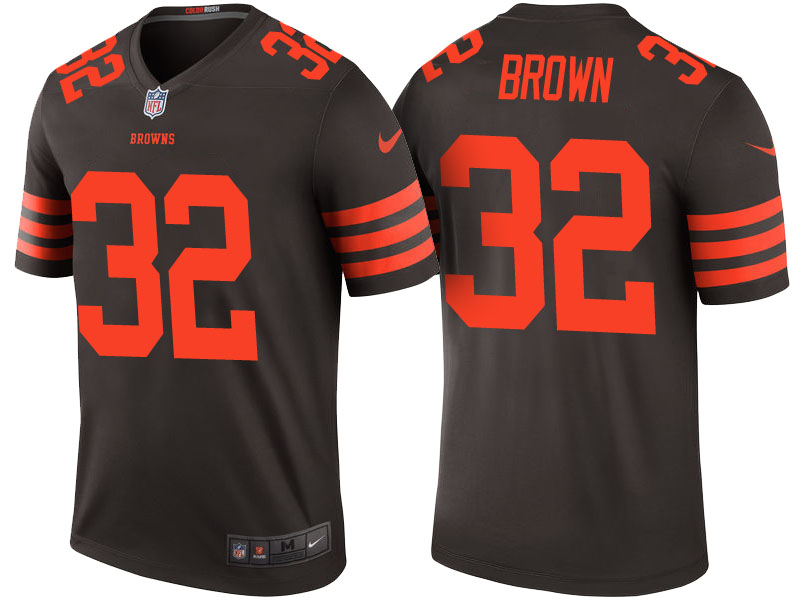Cleveland Browns #32 Jim Brown Brown Color Rush Legend Jersey - Light Up Thursday Night Cleveland Browns #32 Jim Brown Brown Color Rush Legend Jersey - Light Up Thursday Night