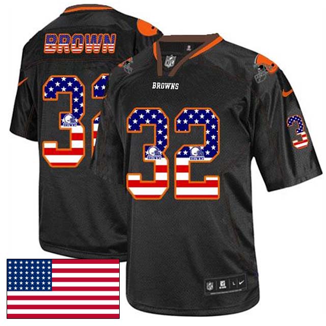 Cleveland Browns #32 Jim Brown Black USA Flag Fashion Jersey Cleveland Browns #32 Jim Brown Black USA Flag Fashion Jersey
