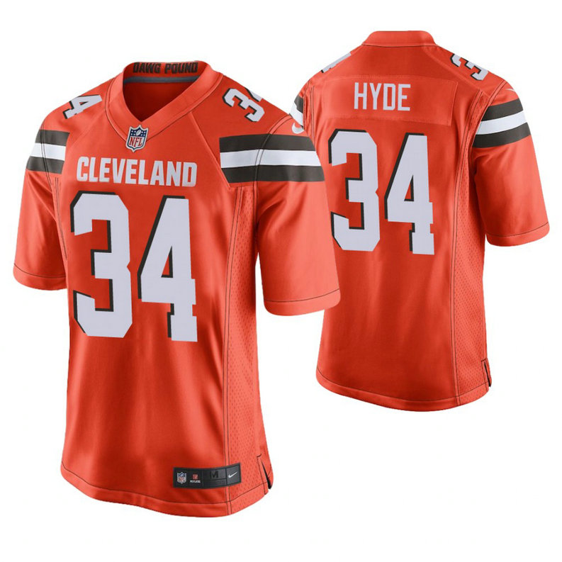 Cleveland Browns #34 Carlos Hyde Orange Alternate Game Jersey
