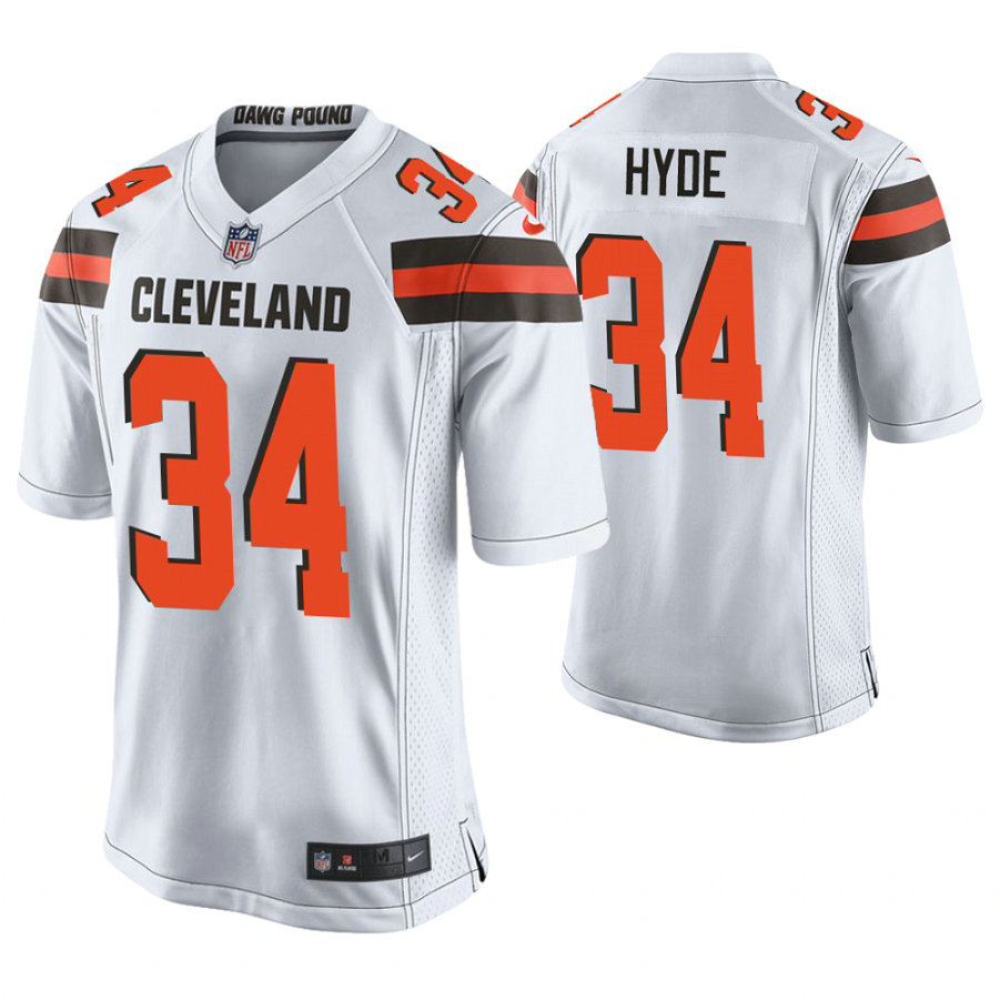 Cleveland Browns #34 Carlos Hyde White Game Jersey