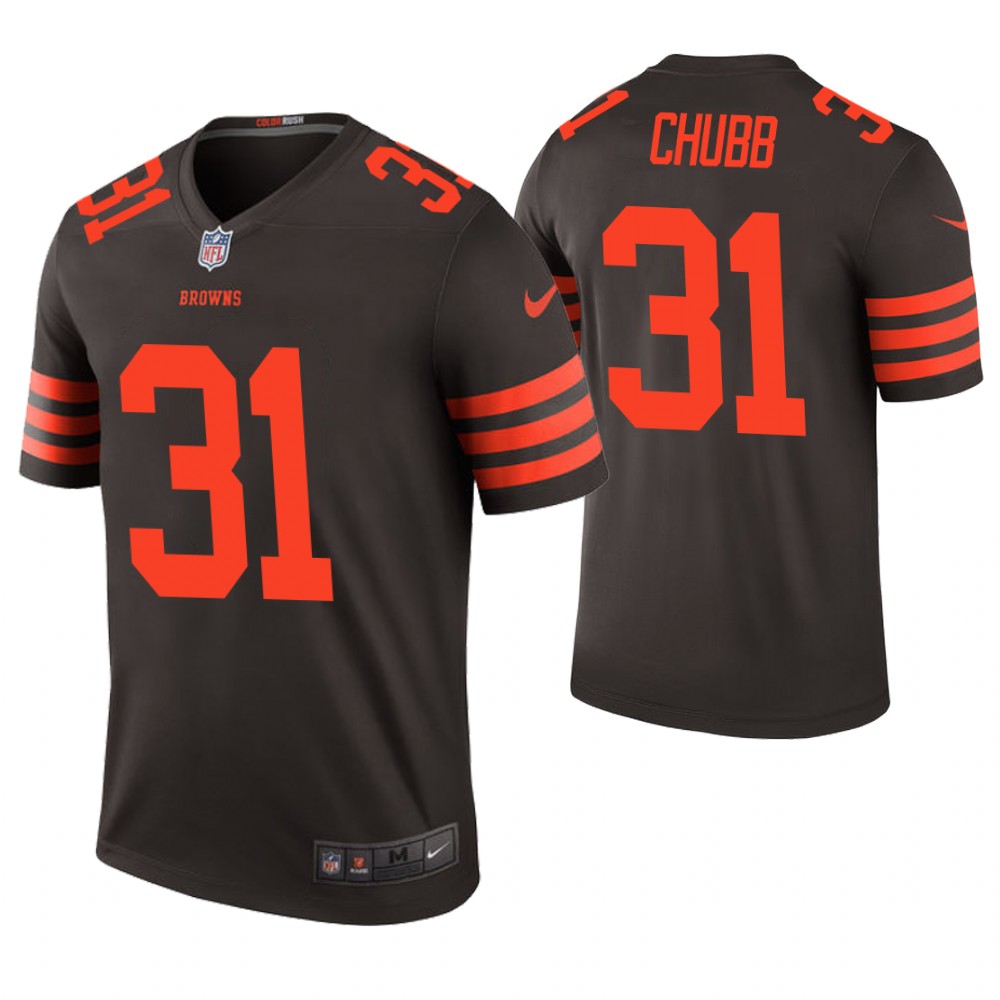 Cleveland Browns #31 Nick Chubb Brown Color Rush Legend Jersey