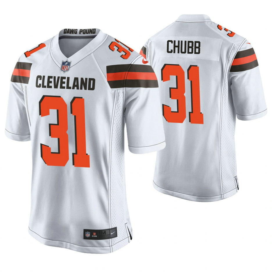 Cleveland Browns #31 Nick Chubb White Game Jersey