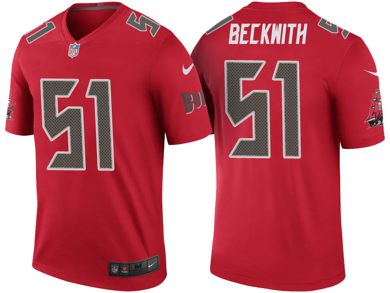 Tampa Bay Buccaneers #51 Kendell Beckwith Red Color Rush Legend Jersey Tampa Bay Buccaneers #51 Kendell Beckwith Red Color Rush Legend Jersey