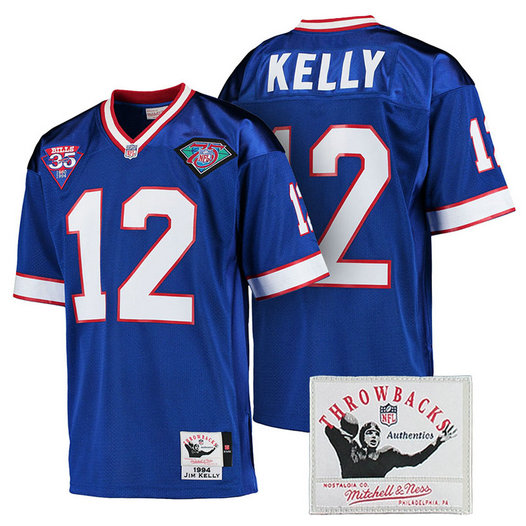 Buffalo Bills #12 Jim Kelly Royal Authentic Throwback Jersey Buffalo Bills #12 Jim Kelly Royal Authentic Throwback Jersey