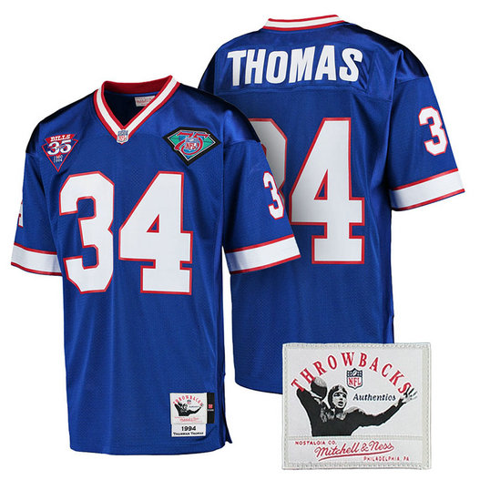 Buffalo Bills #34 Thurman Thomas Royal Authentic Throwback Jersey Buffalo Bills #34 Thurman Thomas Royal Authentic Throwback Jersey