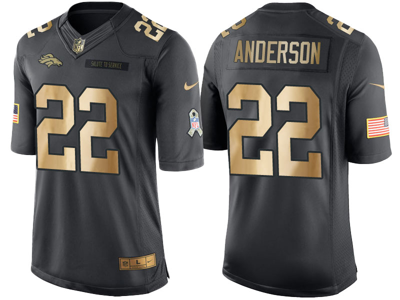Broncos #22 C.J. Anderson Anthracite 2016 Christmas Gold Salute to Service Jersey Broncos #22 C.J. Anderson Anthracite 2016 Christmas Gold Salute to Service Jersey