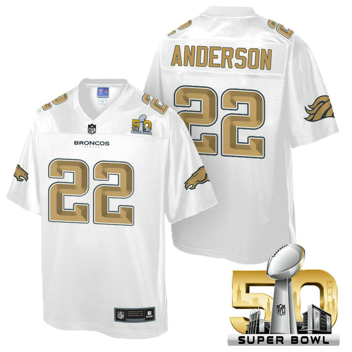 Denver Broncos #22 C.J. Anderson White 2016 Super Bowl 50th Pro Line Fashion Jersey