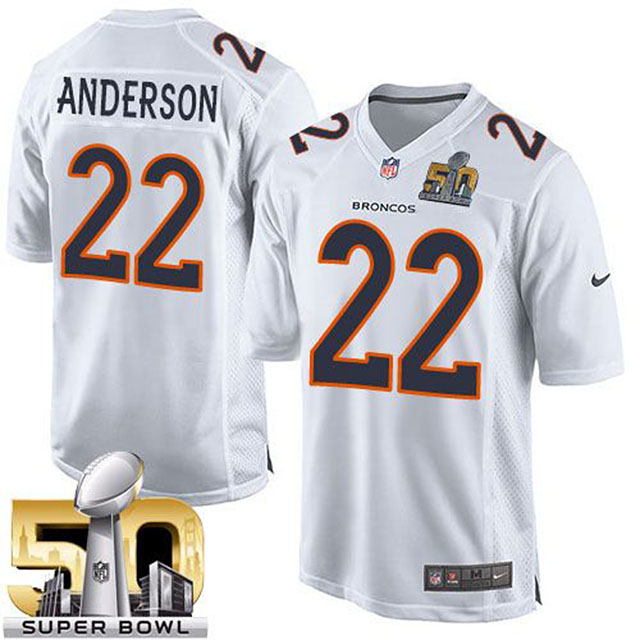 Denver Broncos #22 C.j. Anderson White Super Bowl 50 Game Event Jersey Denver Broncos #22 C.j. Anderson White Super Bowl 50 Game Event Jersey
