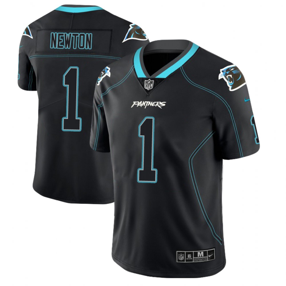 Carolina Panthers #1 Cam Newton 2018 Lights Out Color Rush Limited Black Jersey