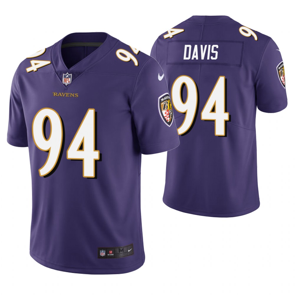 Baltimore Ravens #94 Carl Davis Purple Vapor Untouchable Limited Jersey