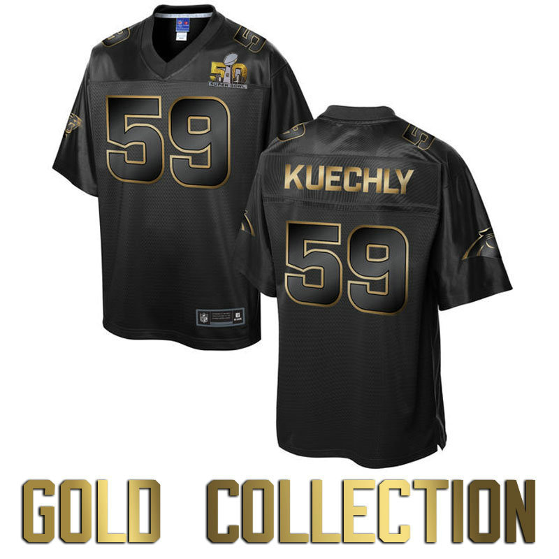 Carolina Panthers #59 Luke Kuechly Super Bowl 50 Black Gold Collection Jersey