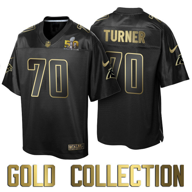 Carolina Panthers #70 Trai Turner Super Bowl 50 Black Gold Collection Jersey Carolina Panthers #70 Trai Turner Super Bowl 50 Black Gold Collection Jersey