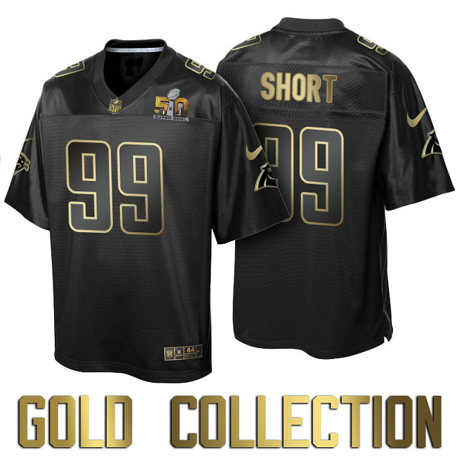 Carolina Panthers #99 Kawann Short Super Bowl 50 Black Gold Collection Jersey Carolina Panthers #99 Kawann Short Super Bowl 50 Black Gold Collection Jersey