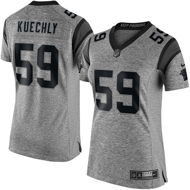 Women Carolina Panthers #59 Luke Kuechly Gridiron Gray Limited Jersey Women Carolina Panthers #59 Luke Kuechly Gridiron Gray Limited Jersey