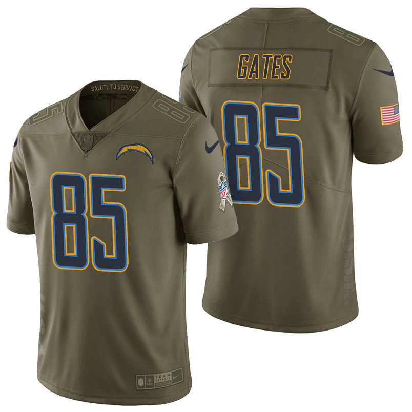 Los Angeles Chargers #85 Antonio Gates Olive 2017 Salute to Service Limited Jersey