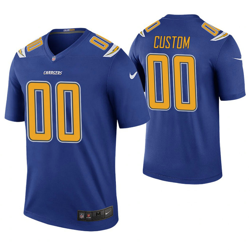 Los Angeles Chargers Royal Color Rush Legend Customized Jersey