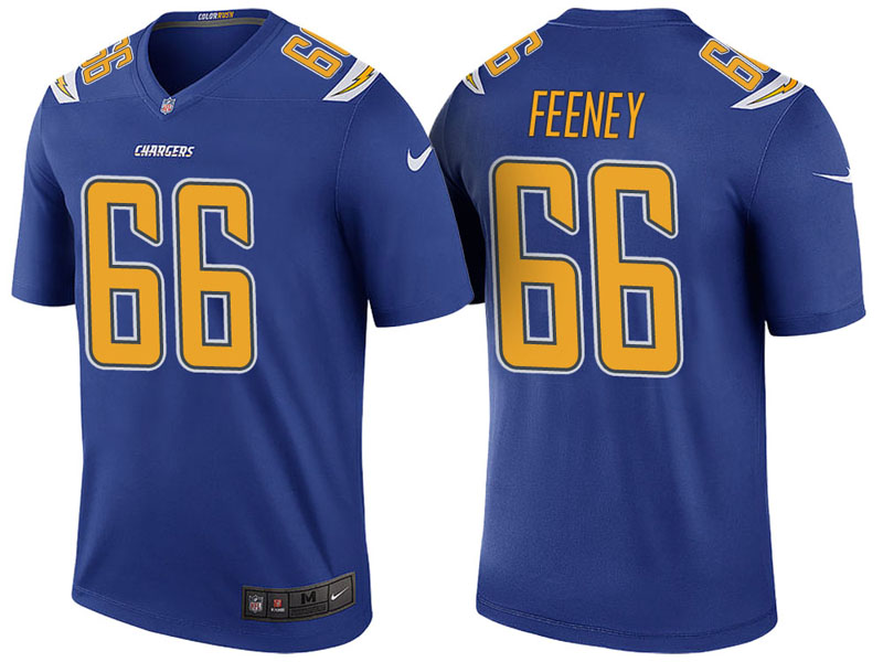 Los Angeles Chargers #66 Dan Feeney Royal Color Rush Legend Jersey