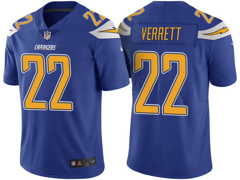 Los Angeles Chargers #22 Jason Verrett Royal Vapor Untouchable Color Rush Limited Jersey
