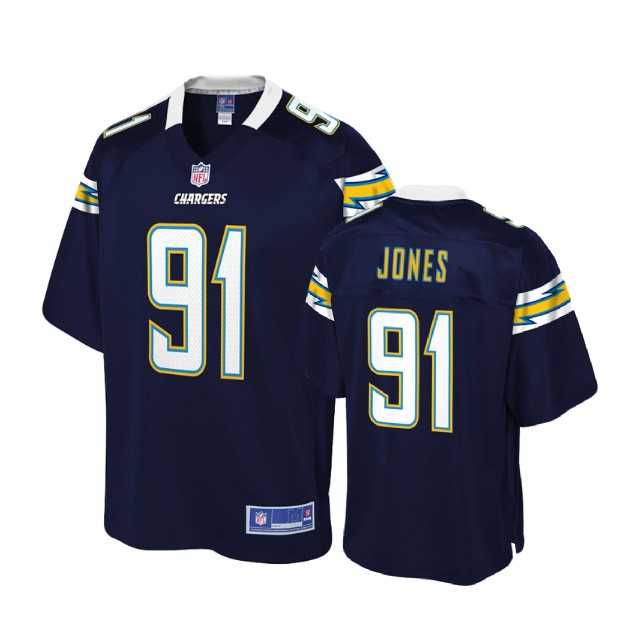 Los Angeles Chargers #91 Justin Jones Navy Player Pro Line Jersey