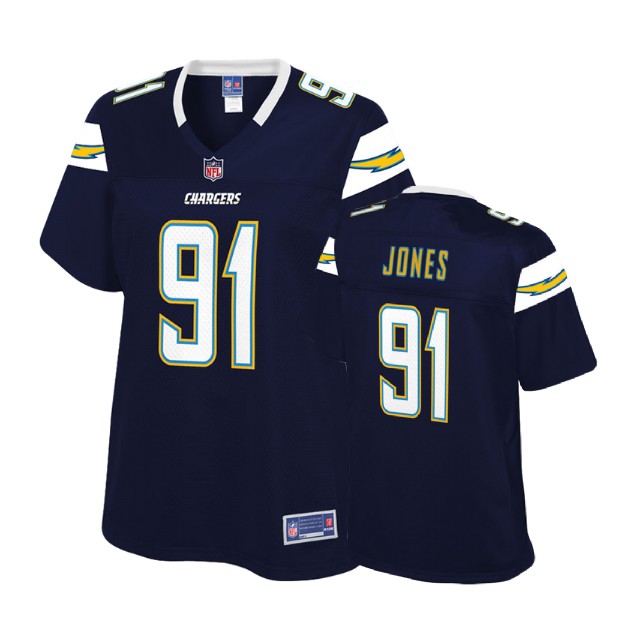 Women Los Angeles Chargers #91 Justin Jones Navy Player Pro Line Jersey