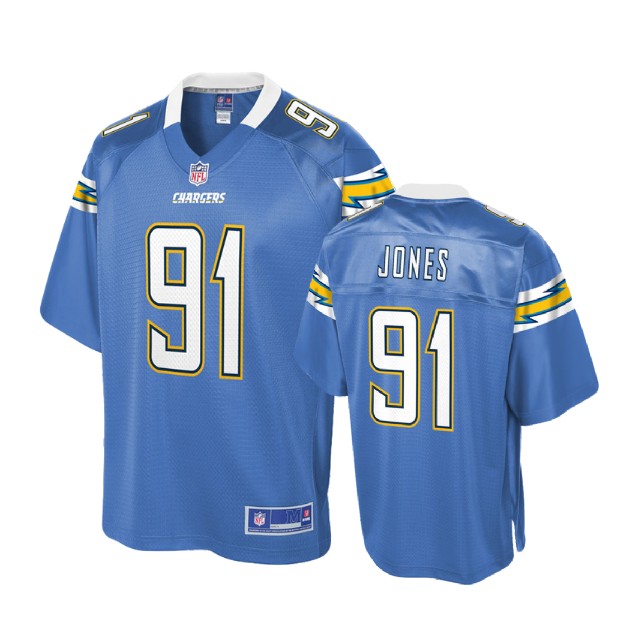 Los Angeles Chargers #91 Justin Jones Powder Blue Alternate Player Pro Line Jersey