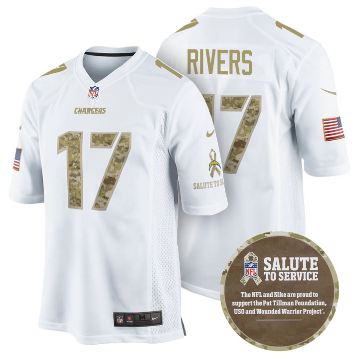 San Diego Chargers #17 Philip Rivers White Salute To Service Jersey San Diego Chargers #17 Philip Rivers White Salute To Service Jersey
