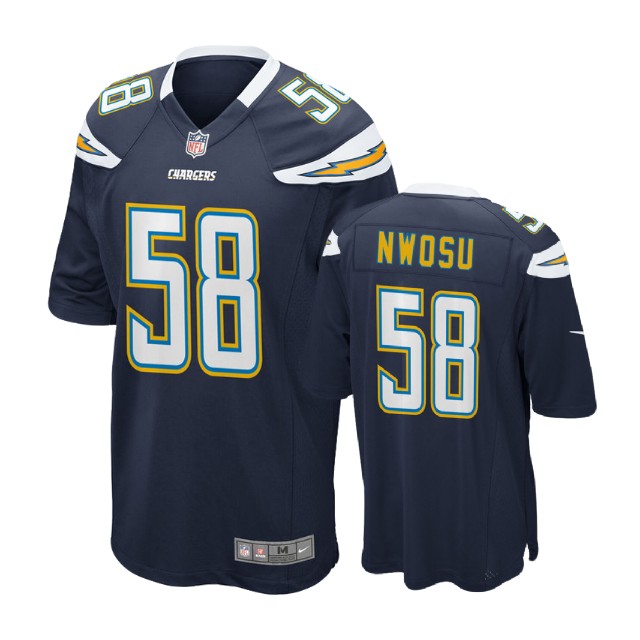 Los Angeles Chargers #58 Uchenna Nwosu Navy 2018 Draft Pick Game Jersey