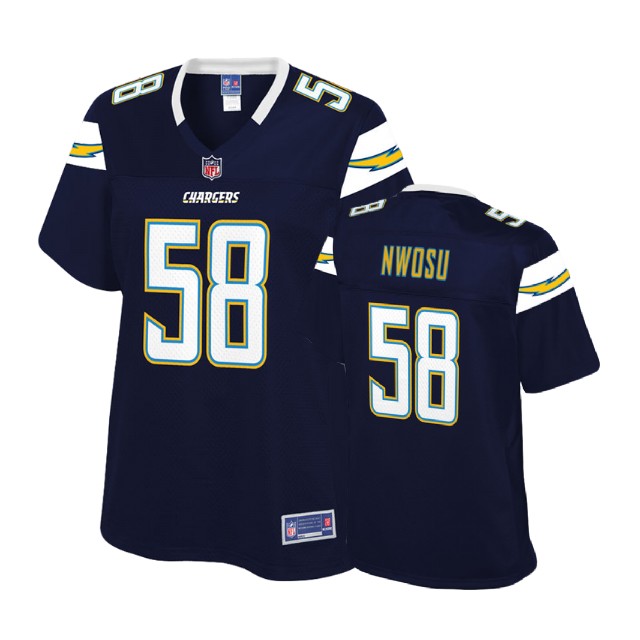 Women Los Angeles Chargers #58 Uchenna Nwosu Navy Player Pro Line Jersey
