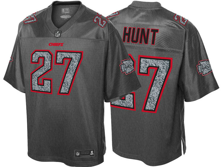 Kansas City Chiefs #27 Kareem Hunt Gray Pro Line Fashion Static Jersey