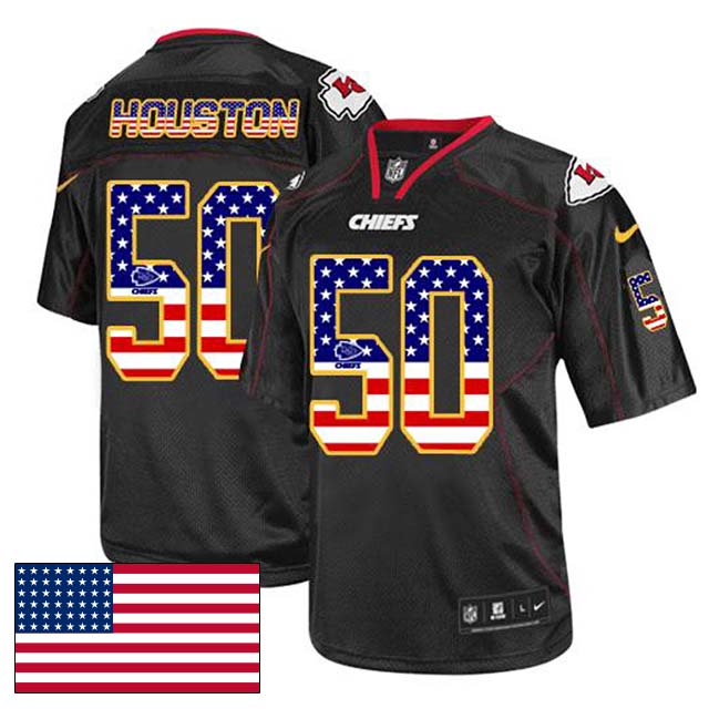 Kansas City Chiefs #50 Justin Houston Black USA Flag Fashion Jersey