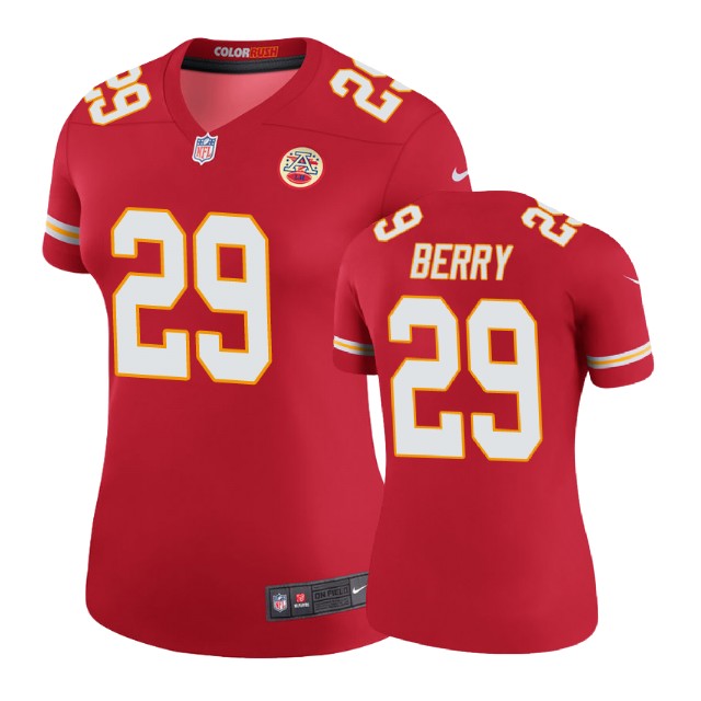 Women Kansas City Chiefs #29 Eric Berry Red Color Rush Legend Jersey