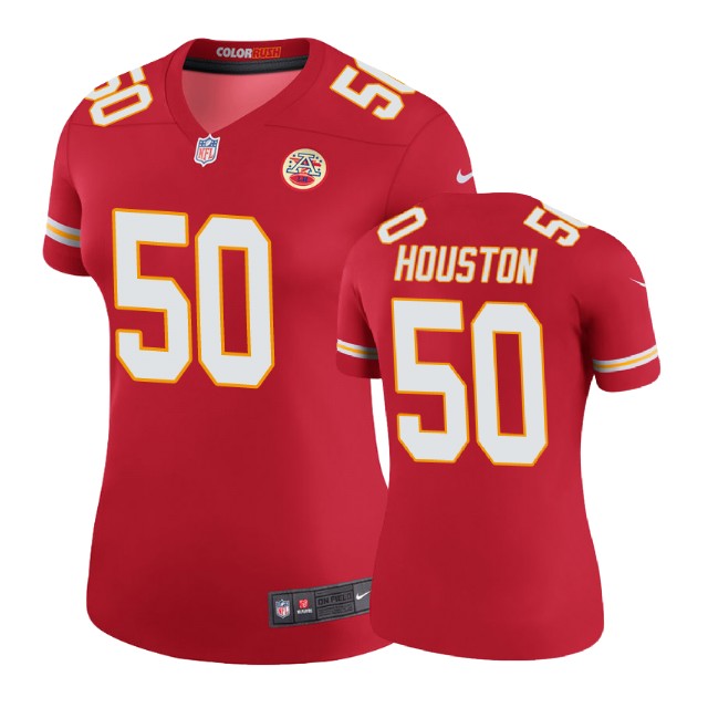 Women Kansas City Chiefs #50 Justin Houston Red Color Rush Legend Jersey