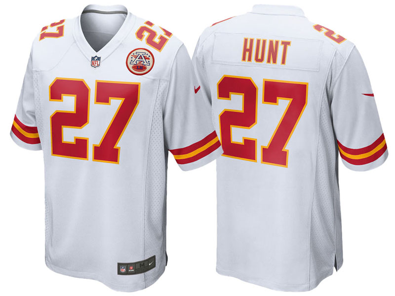 Kansas City Chiefs #27 Kareem Hunt White Game Jersey