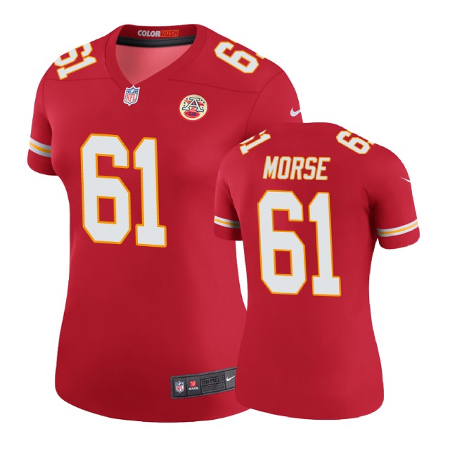 Women Kansas City Chiefs #61 Mitch Morse Red Color Rush Legend Jersey