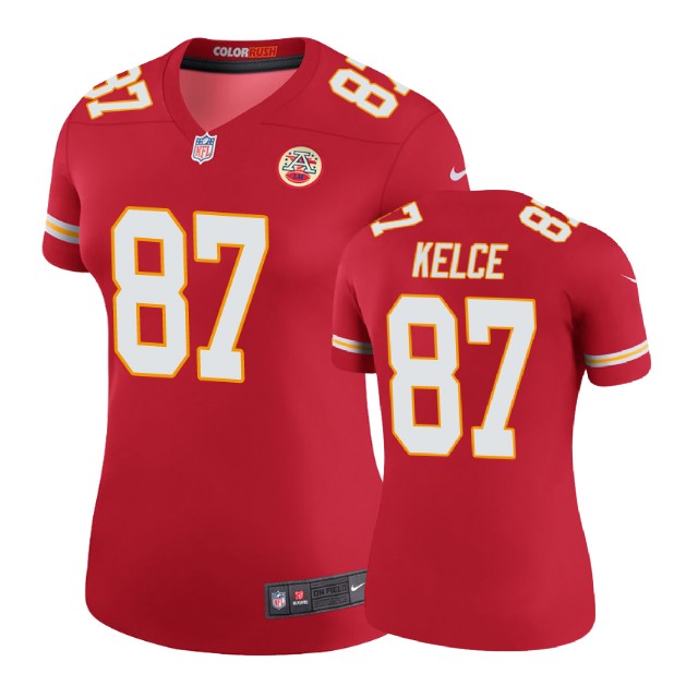 Women Kansas City Chiefs #87 Travis Kelce Red Color Rush Legend Jersey