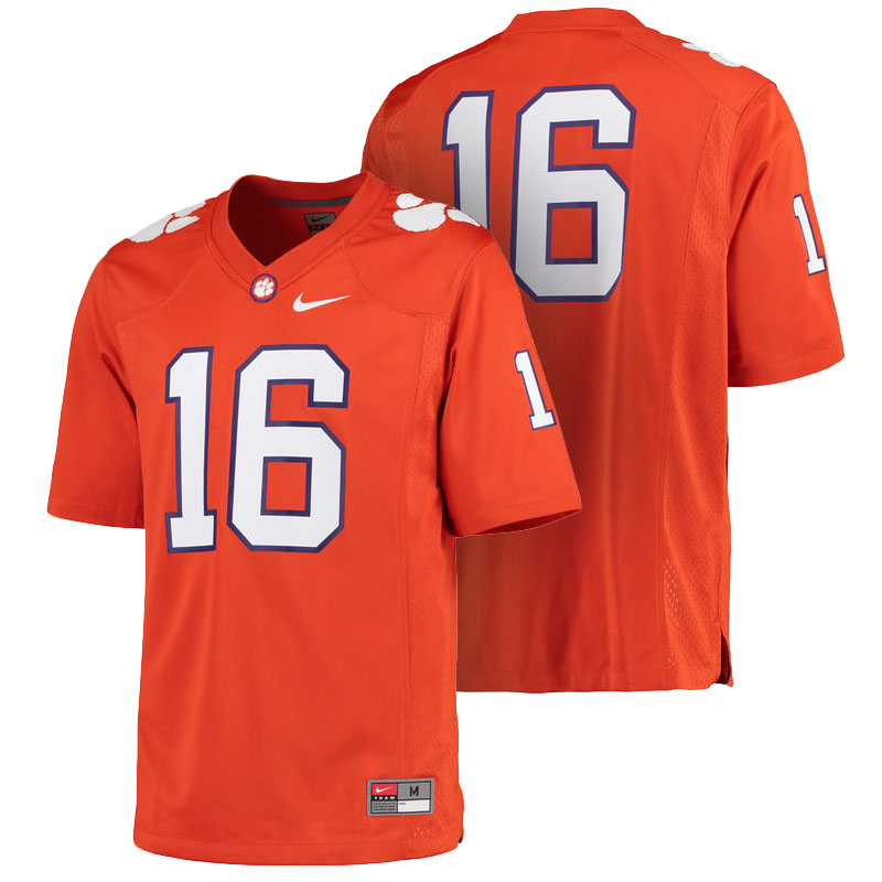Clemson Tigers #16 Orange Horned College Football Jersey Clemson Tigers #16 Orange Horned College Football Jersey