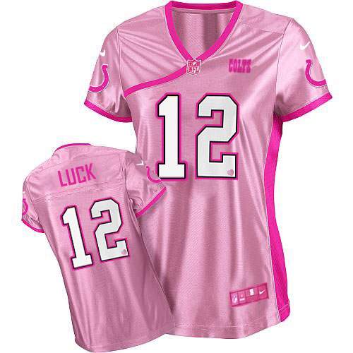 Women Indianapolis Colts #12 Andrew Luck Be Luv'd Pink Jersey