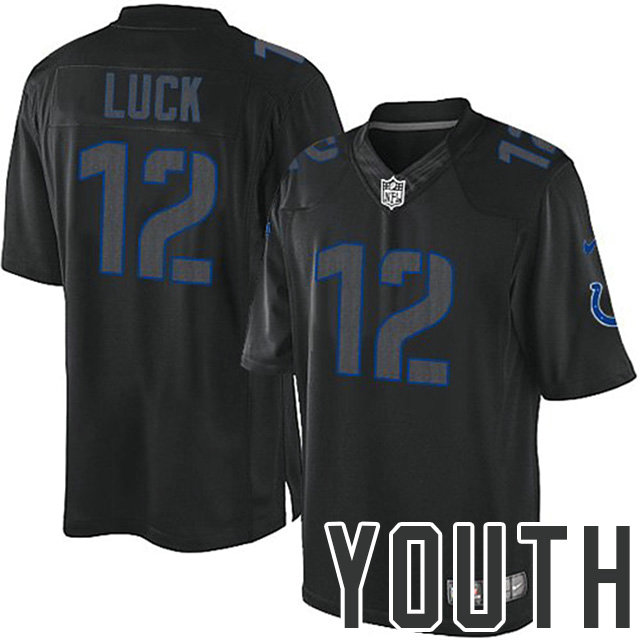 Youth Indianapolis Colts #12 Andrew Luck Black Impact Limited Jersey Youth Indianapolis Colts #12 Andrew Luck Black Impact Limited Jersey