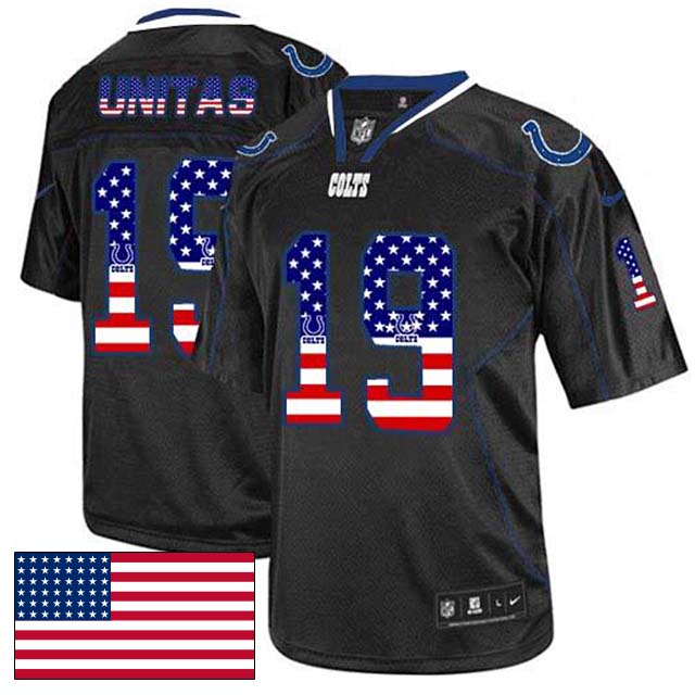 Indianapolis Colts #19 Johnny Unitas Black USA Flag Fashion Jersey Indianapolis Colts #19 Johnny Unitas Black USA Flag Fashion Jersey