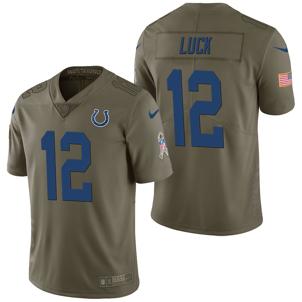 Indianapolis Colts #12 Andrew Luck Olive 2017 Salute to Service Limited Jersey