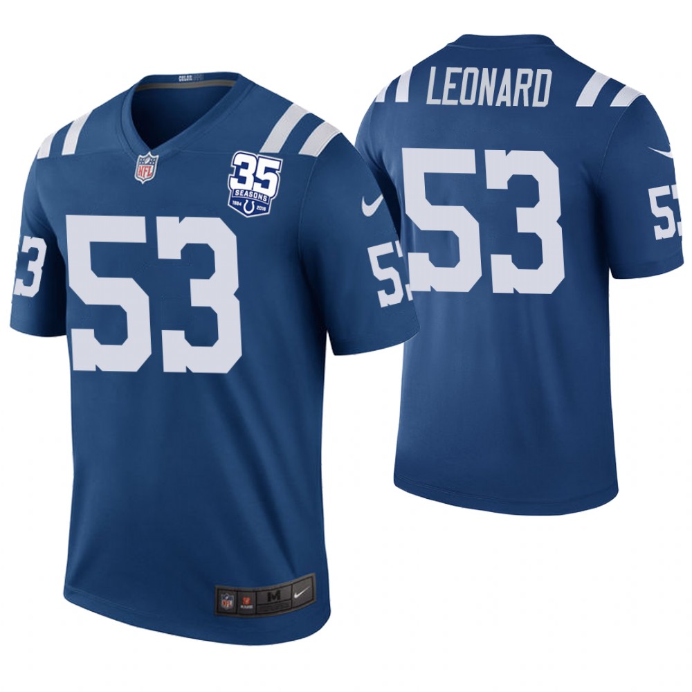 Indianapolis Colts #53 Darius Leonard Royal 35th Anniversary Color Rush Legnd Jersey Indianapolis Colts #53 Darius Leonard Royal 35th Anniversary Color Rush Legnd Jersey