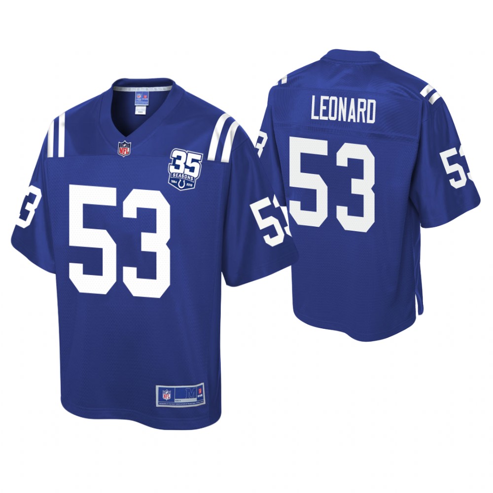 Youth Indianapolis Colts #53 Darius Leonard 35th Anniversary player Pro Line Royal Jersey Youth Indianapolis Colts #53 Darius Leonard 35th Anniversary player Pro Line Royal Jersey
