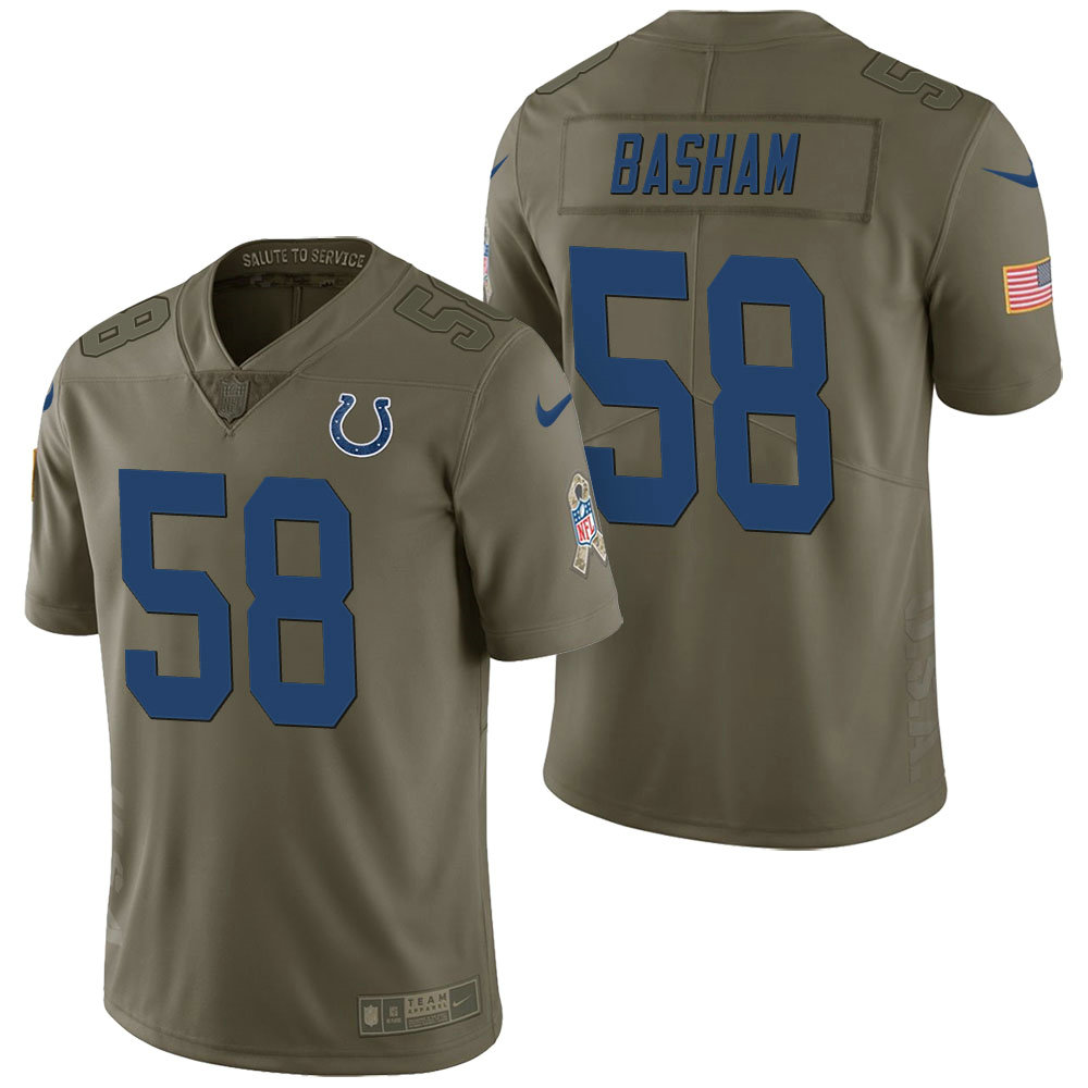Indianapolis Colts #58 Tarell Basham Olive 2017 Salute to Service Limited Jersey