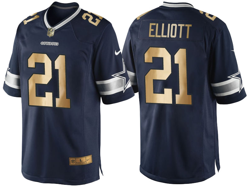 Dallas Cowboys #21 Ezekiel Elliott Navy Blue 2016 Christmas Gold Edition Jersey Dallas Cowboys #21 Ezekiel Elliott Navy Blue 2016 Christmas Gold Edition Jersey