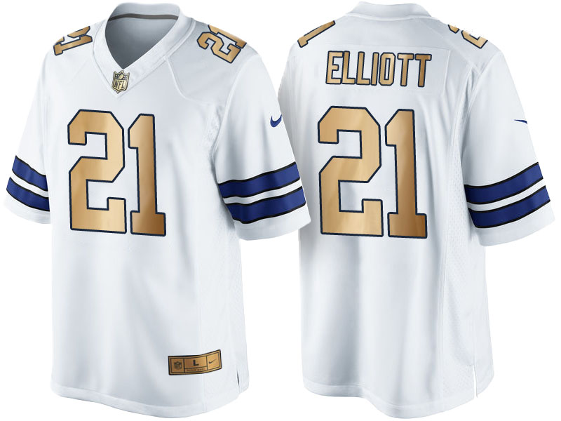 Dallas Cowboys #21 Ezekiel Elliott White 2016 Christmas Gold Edition Jersey Dallas Cowboys #21 Ezekiel Elliott White 2016 Christmas Gold Edition Jersey